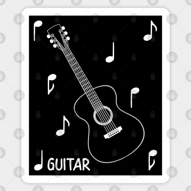 Musical Notes Acoustic Guitar Magnet by AngelFlame